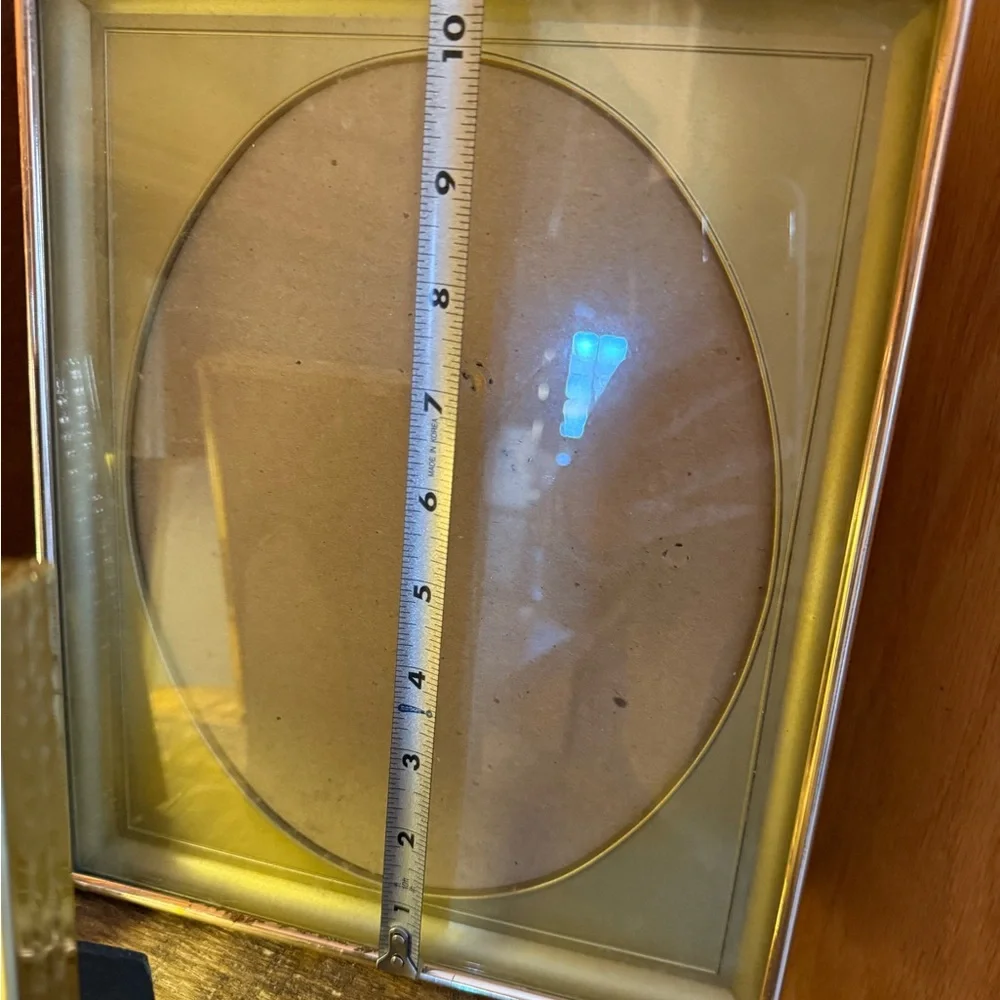 3-Vintage Gold Metal Photo Picture Frames Rectangular and Oval Freestanding